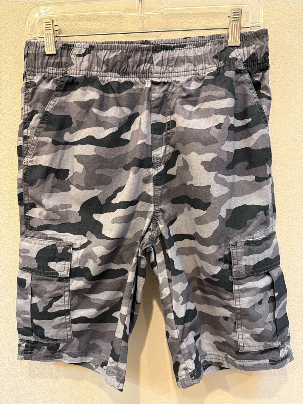 The Children's Place Gray Camouflage Cotton Cargo Shorts Adjustable Waist